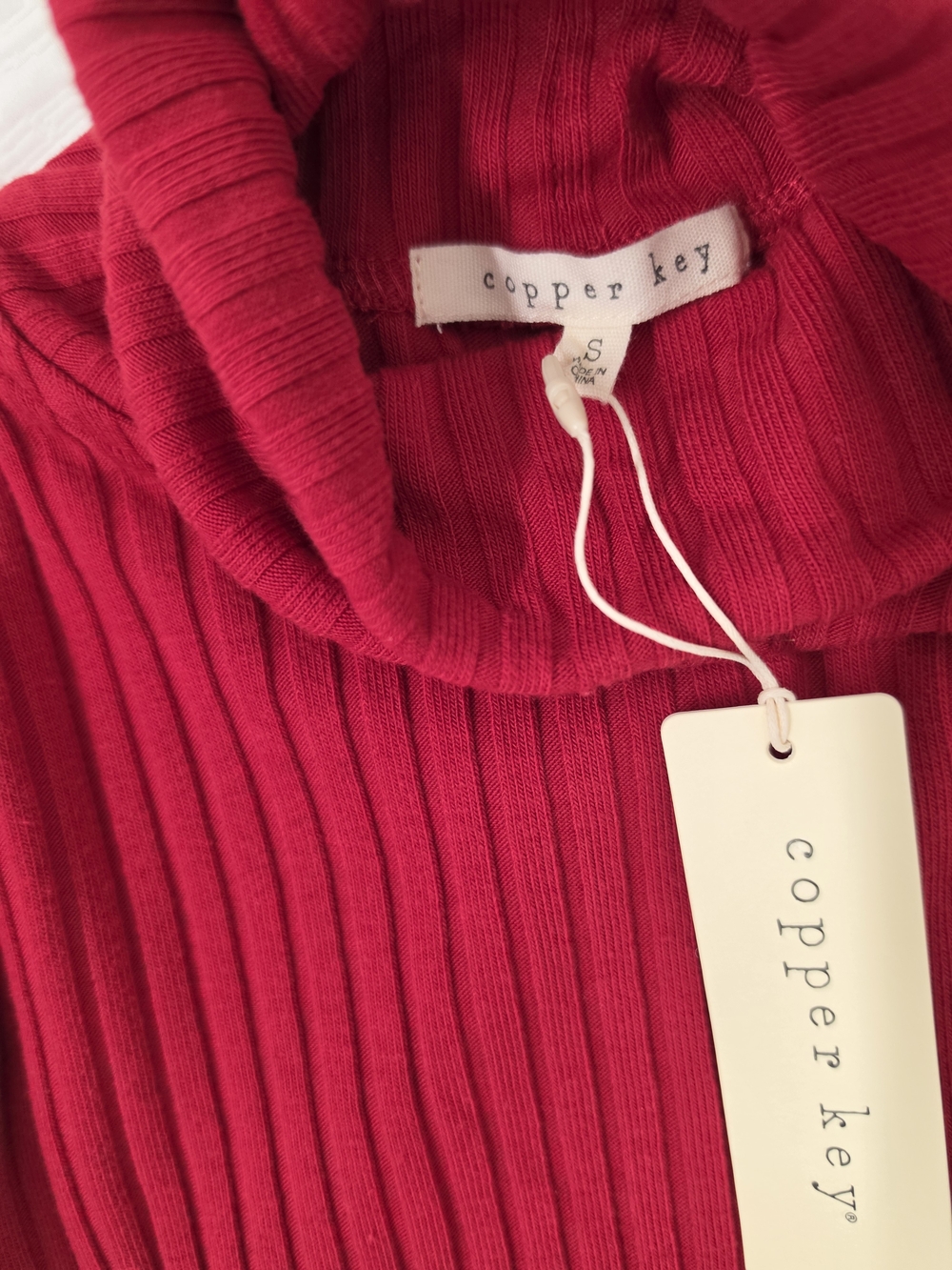 Copper Key Red Ribbed Cowl Neck Sweater - Picture 5 of 5